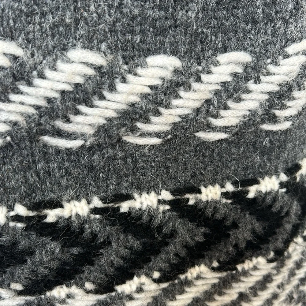 White + Warren Soft Alpaca Jacquard Vest Charcoal Multi Longline Open Front‎ L